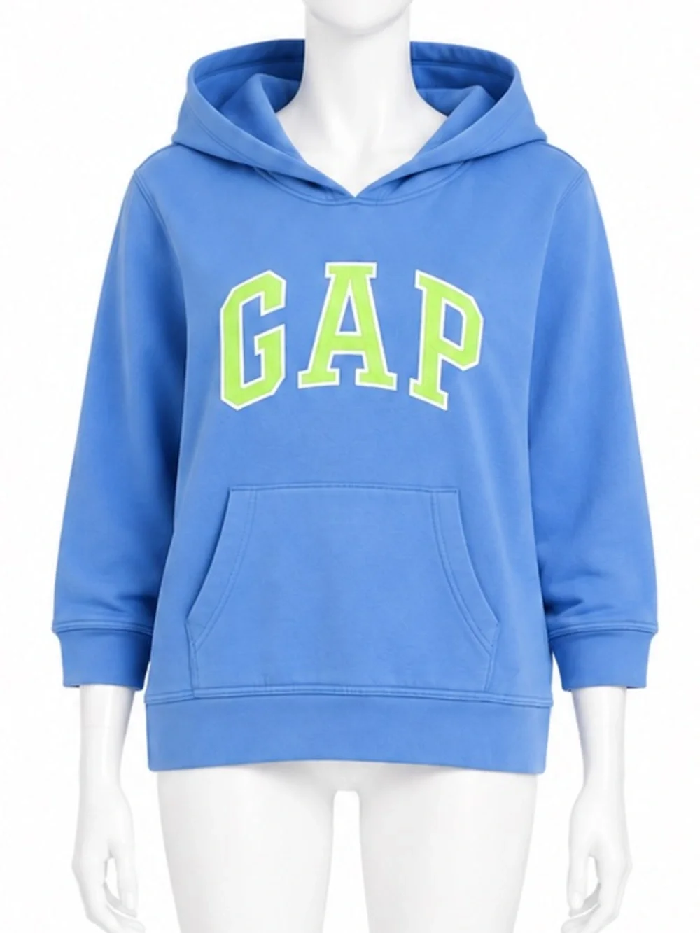 GAP kids Blue Hoodie with Neon Lime Logo size large
